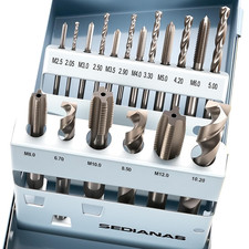 18PCS Tap and Drill Set - 4341 High Speed Steel Metric Drill and Tap Set,Titaniu