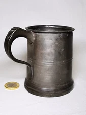 Antique Georgian Victorian Pewter Half Pint Beer Ale Tavern Tankard Measure VGC