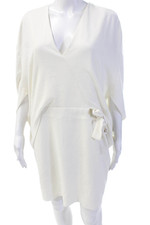 Halston Women Kaftan Wrap Dress White Mini Size 8