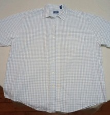 IZOD Premium Essentials 100 Cotton XL Button Down Blue White Plaid Check EUC