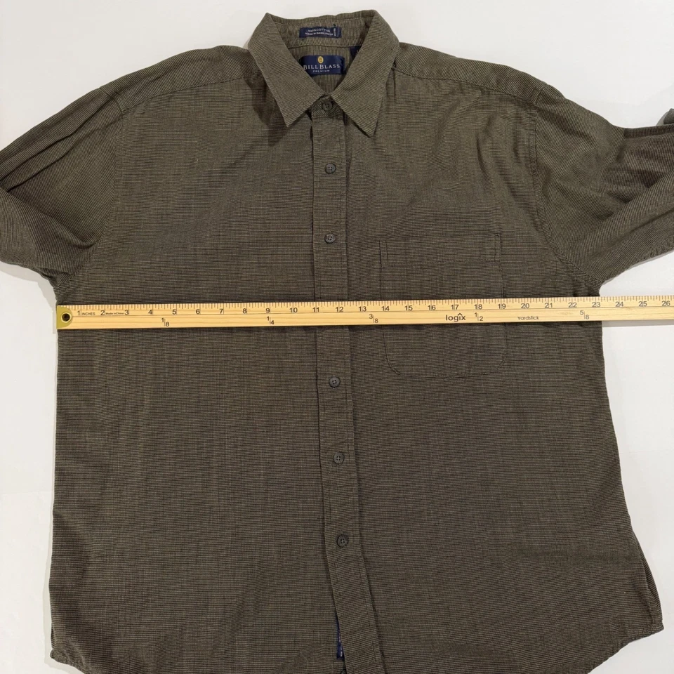 Camisa Bill Blass Premium Para Hombre Manga Larga Con Botones Verde Oliva Marrón Talla L Foto 3 de 4
