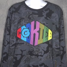 Cookies Mens Camouflage Sweatshirt 3XL Multicolor Logo Pullover Zip Pockets