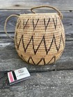 Vintage Coil Basket, Hand Made, Rafia, Geometric Pattern — photo 1