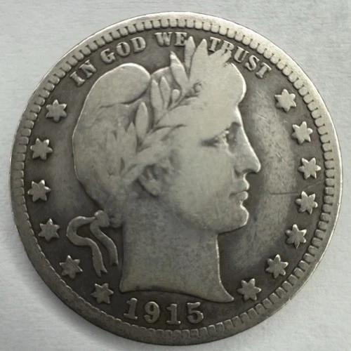 1915-P Barber Quarter 25C Fine+ Condition Philadelphia Mint - No Reserve