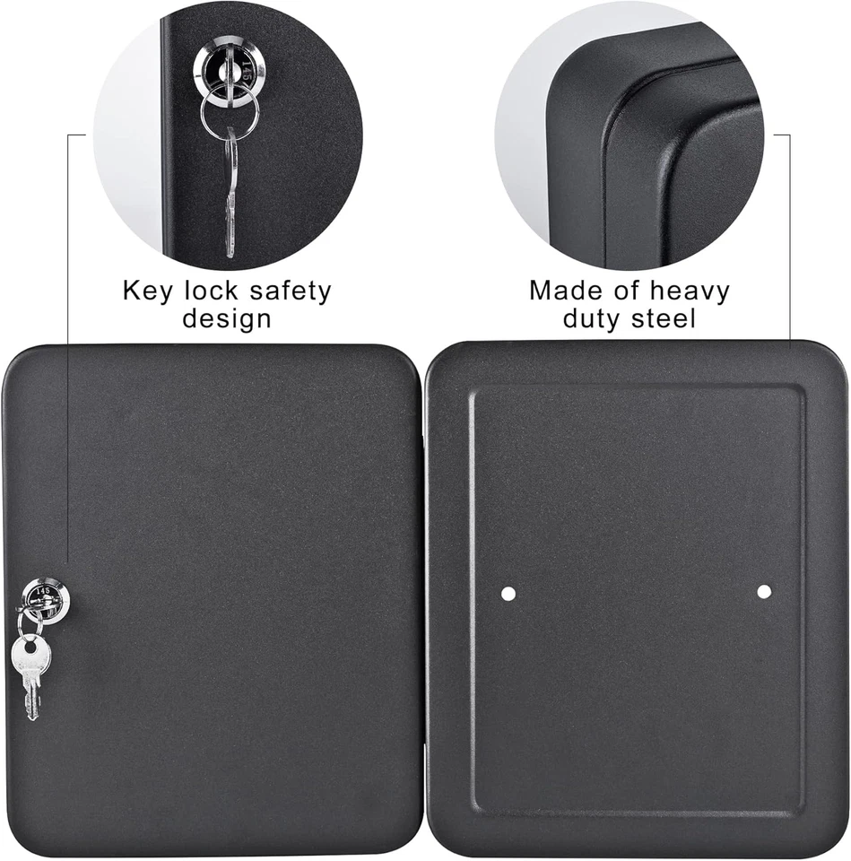 Key Cabinet Wall Mount, 48 Hooks & Tags, Storage Key Lock Box, Steel Security Lo - Image 3 of 4