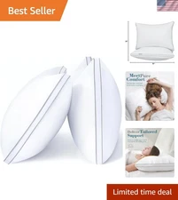 Luxurious Queen Size Set of 2 Down Alternative Bed Pillows - Ultimate Comfort!