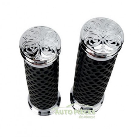 Poignées Arlen Ness 07-087 en alu usiné anti-vibration pour guidon moto