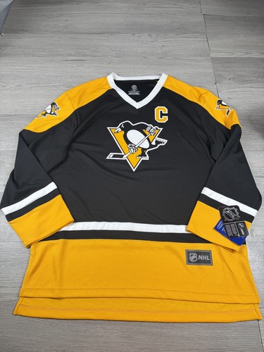 Pittsburgh Penguins Jersey Mens L Black Gold Hockey NHL Sidney Crosby #87
