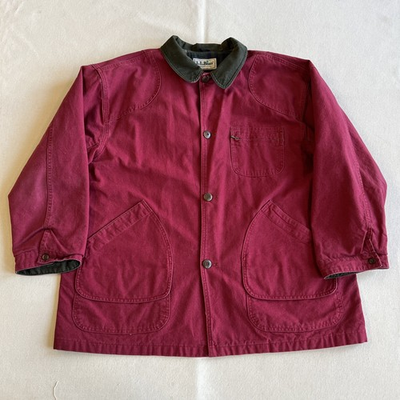 #ad Vintage LL Bean Chore Jacket Lined USA Field Coat Red Canvas Work K295 XXL $85.00