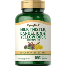 Milk Thistle Dandelion Yellow Dock | 180 Capsules | Complex | by Piping Rock