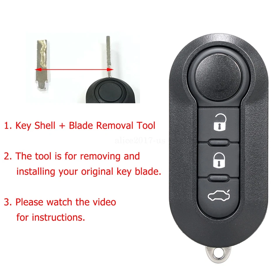 Брелок дистанционный брелок SEHLL CASE для 2012 2013 2014 2015 2016 2017 Fiat 500 лезвие инструмент - Изображение 2 из 4