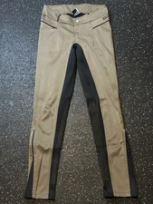 KERRITS Horse Riding Breech Pants Brown Tan Zip Fly Small Pants Fleece Lined