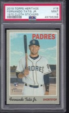 2019 Topps Heritage #18 FERNANDO TATIS JR. RC 1970 Cloth Sticker MT Graded PSA 9
