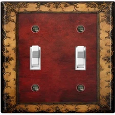 Metal Light Switch Outlet Cover Decorative Wall Plate Rustic Red Frame FME129