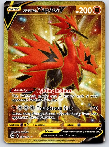 Galarian Zapdos V 182/172 Secret Rare Brilliant Stars Pokemon Holo Near Mint