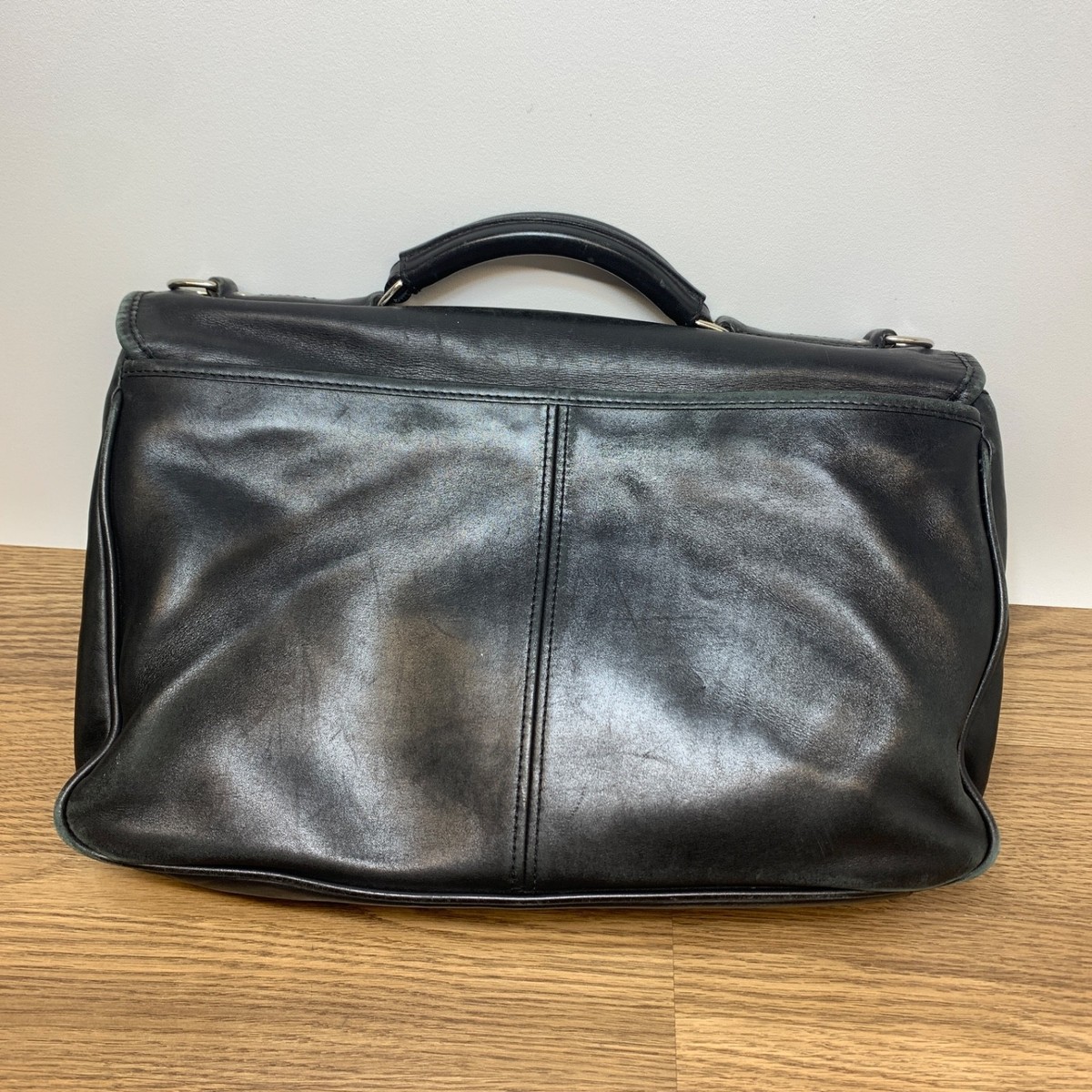 Vintage Coach Black Leather Laptop Briefcase Shoulder Bag J23-5237