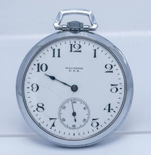 1917 - Waltham 12s Grade 210 Mod. 1894 7j Defiance Case Pendant Set Pocket Watch