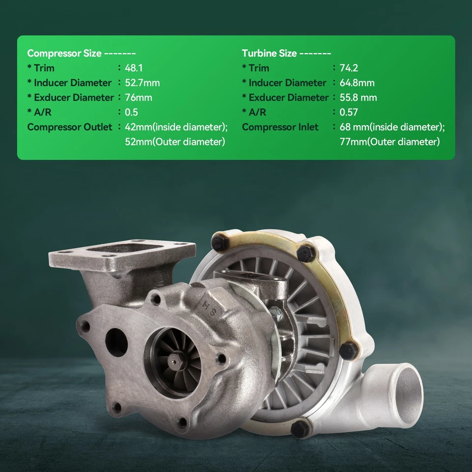 For Honda Prelude 2.2L 1992-2001 2.3L 1992-1996 Turbocharger T4 - Image 3 of 4