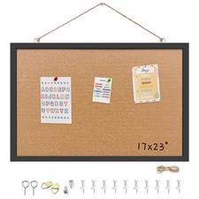 Cork Bulletin Board, 17x23 Inches Hanging Cork Board Wooden Framed with Pins ...
