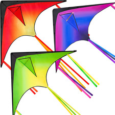 3 Packs Large Delta Kite Gradient Rainbow, Easy to Fly Huge for Kids and Adults,