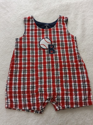 Carter's Baseball Jon Jon Outfit Size 3 Months Summer Shortall Overall C8
