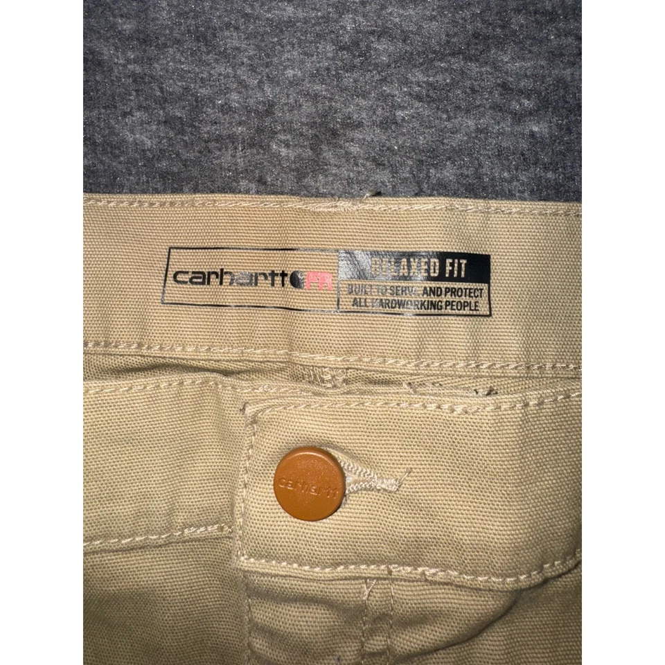 Carhartt FR Flame Resistant Relaxed Fit Canvas Work Pants Khaki Mens 42x36 NEW - Image 3 of 4