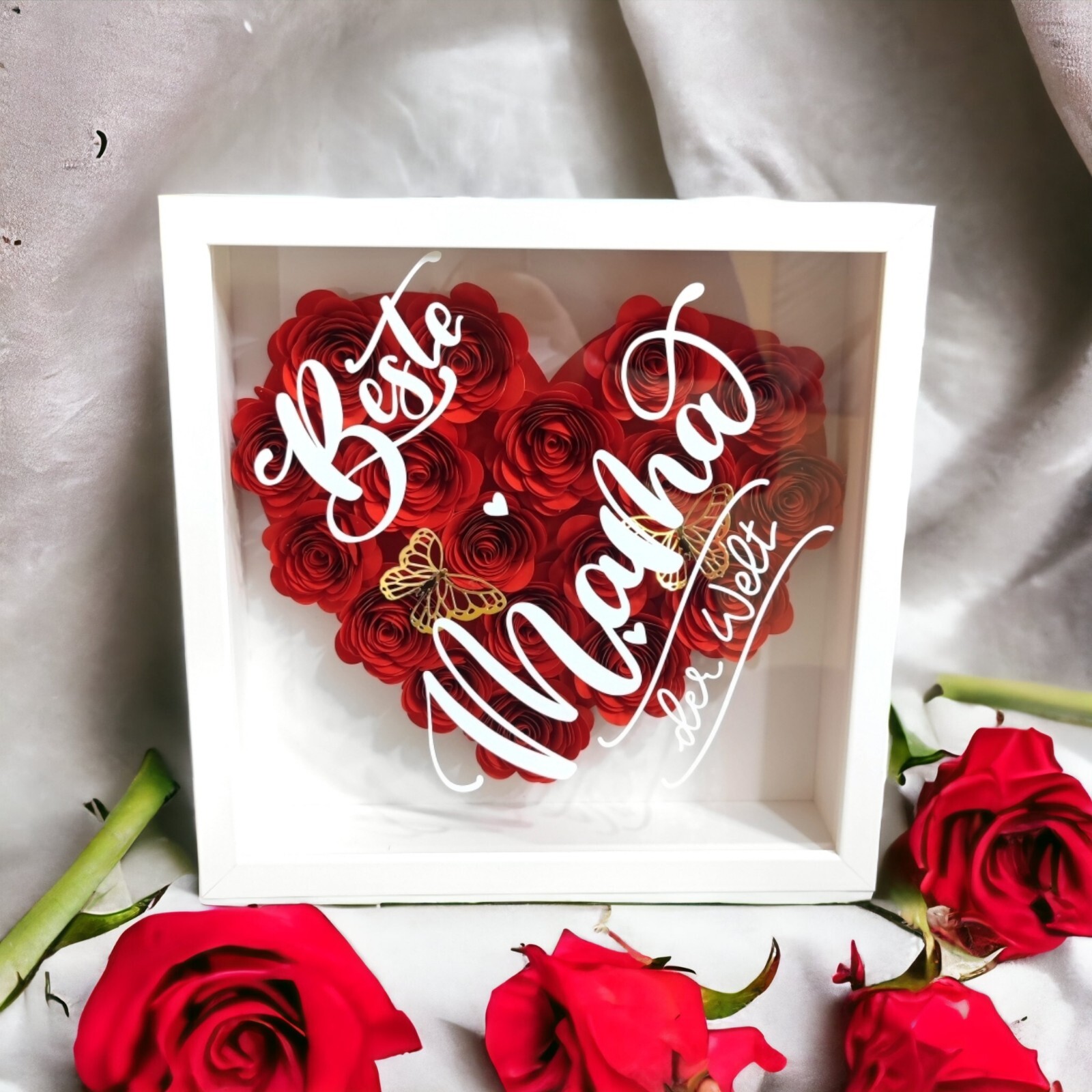 Flowerbox Bilderrahmen Muttertag Geschenk BLUMEN Geburtstag