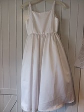David's Bridal Flower Girl Wedding Dress 10 YOUTH White Satin Tulle Skirt EUC