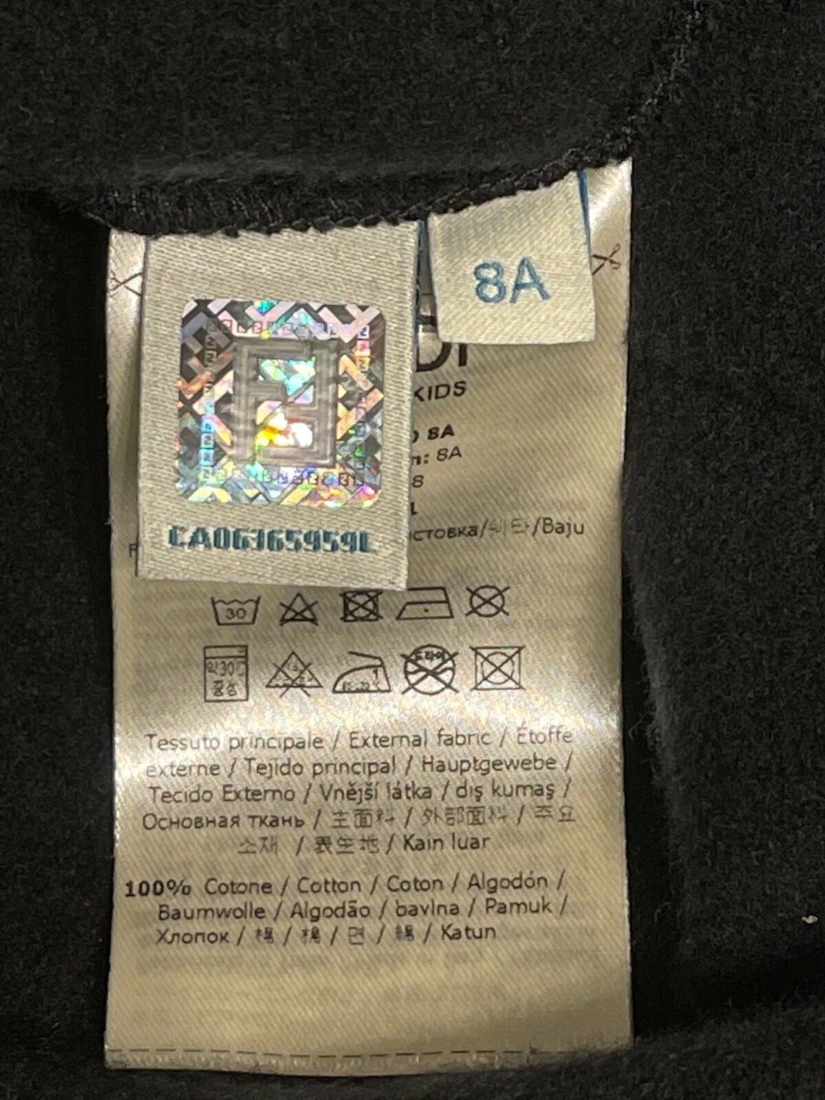 Felpa con cappuccio nuova con etichette Fendi bambini autentica unisex nera logo età 8 anni