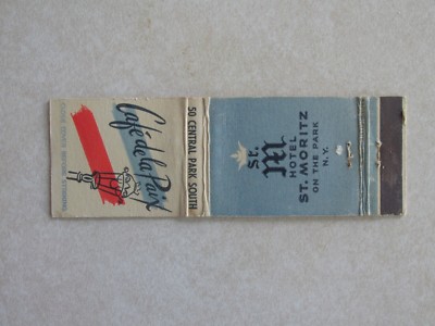D417 Matchbook Cover New York NY Cafe De L:a Paix St Moritz Hotel Central Park
