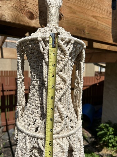 Vintage Large Macrame Hanging Table & Plant Hanger Retro Boho Decor 70s No Glass - Picture 17 of 23