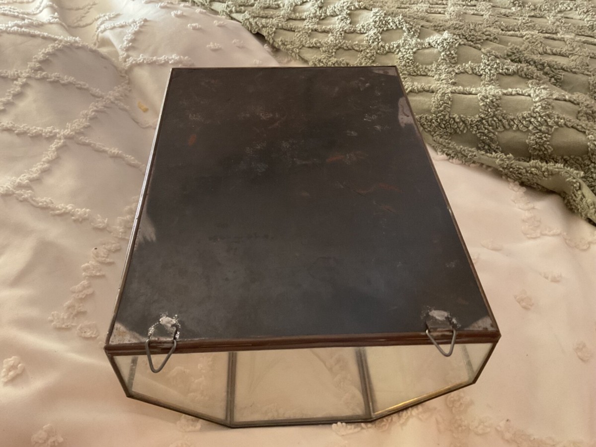 Vtg Mirrored Etched Glass and Brass Curio Cabinet Display
