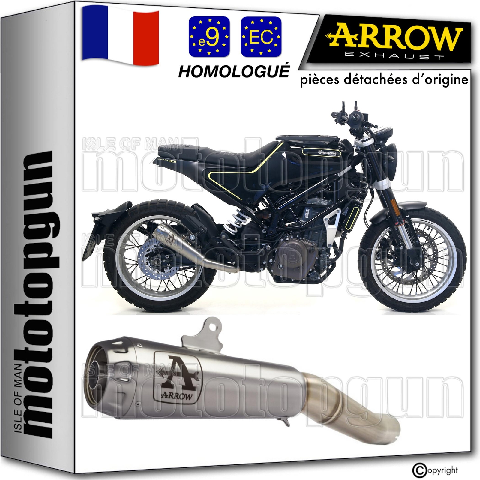 Echappement Arrow Pro-Race en nichrom pour Husqvarna Vitpilen 401