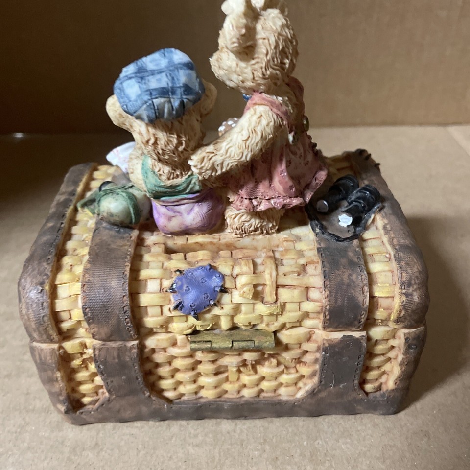 Bears Having Picnic On Top Of A Trunk, Piggy Bank, Lock and Keys