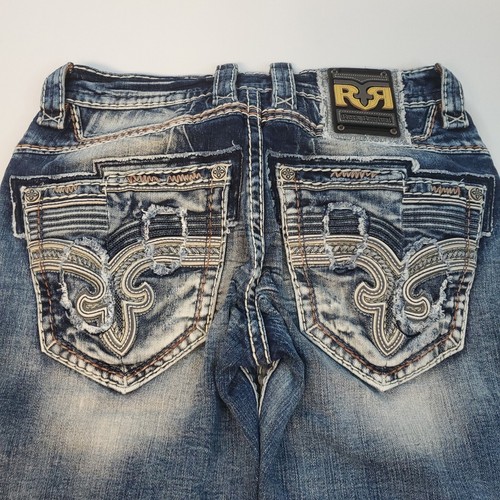 Rock Revival Jeans Duke Alt Straight Distressed Denim Jeans Mens Size 31x32 - Picture 19 of 22