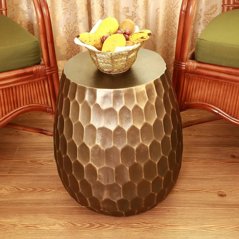 Unique Design Honeycomb Pattern Garden Decor Stool Aluminum - Image 3 of 4