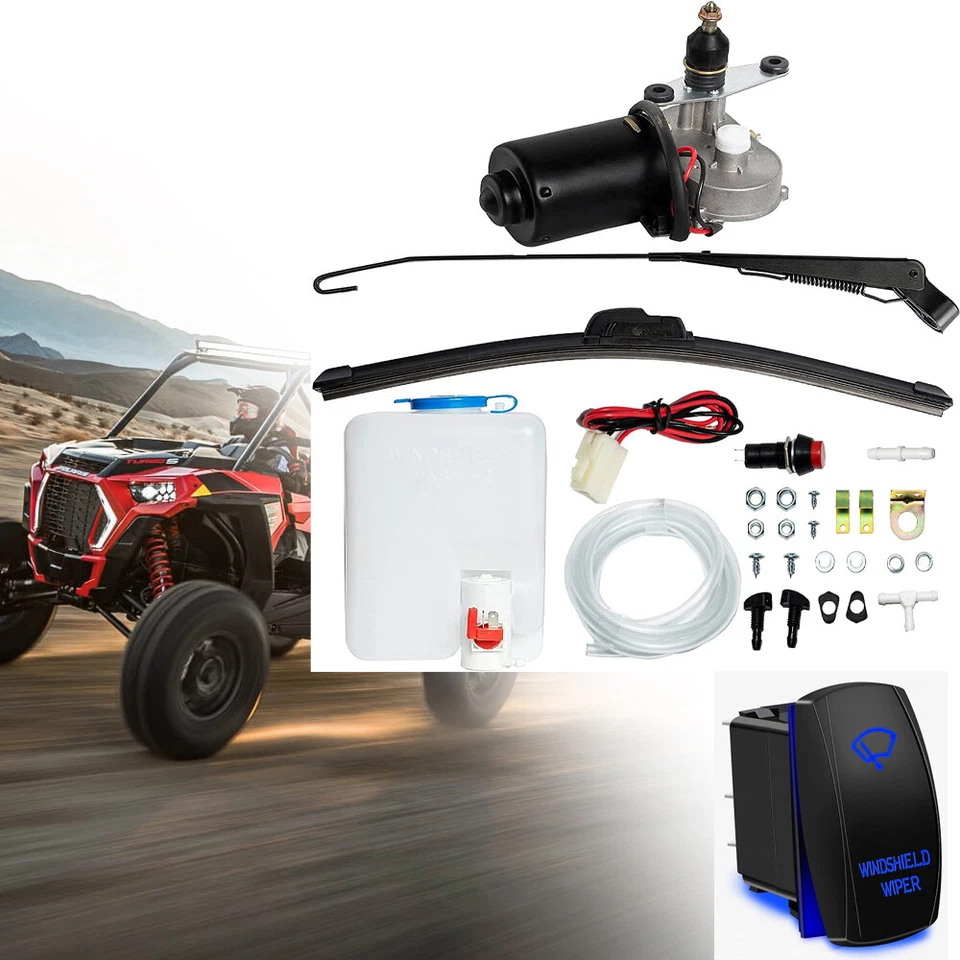 12V Universal Windshield Wiper Linkage Motor Kit For UTV Polaris Can-Am Tractor - Image 2 of 4