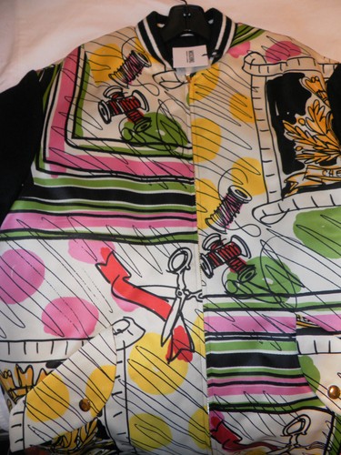 MOSCHINO CHEAP&CHIC MULTI PRINT LOGO OVERSIZE LONG BOMBER JACKET Sz. 4 US /38 IT - Picture 12 of 12