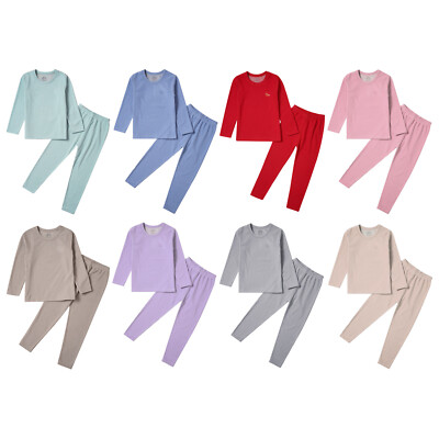 US Kids Boys Girl's Sleepwear Round Neck Shirt With Pants Set Sport Pyjama Warm