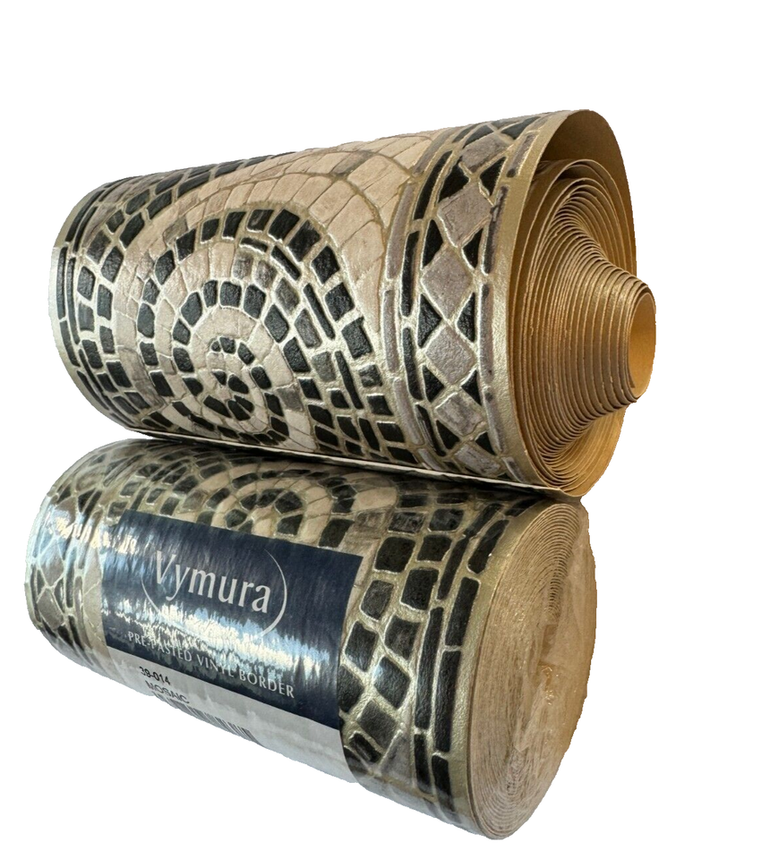 Vymura Wallpaper Border Vinyl Mosaic Black White Gray Lot of 2 rolls paper craft eBay