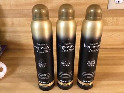 3   OGX Flexible + Beeswax Texture Hair Spray Wax Black 6 oz each (discontinued)