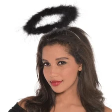 Black Marabou Boa Halo Dark Angel Headband