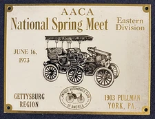 1973 AACA Gettysburg Car Show Dash Plaque York, PA Brass / Enamel