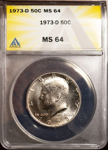 1973-D 50c Clad John F Kennedy Half MS 64 ANACS # 7351443 + Bonus