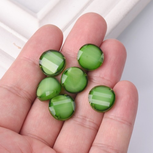 10pcs 14mm Twist Coin Opaque Faceted Glass Loose Beads for Jewelry Making - Picture 3 of 10