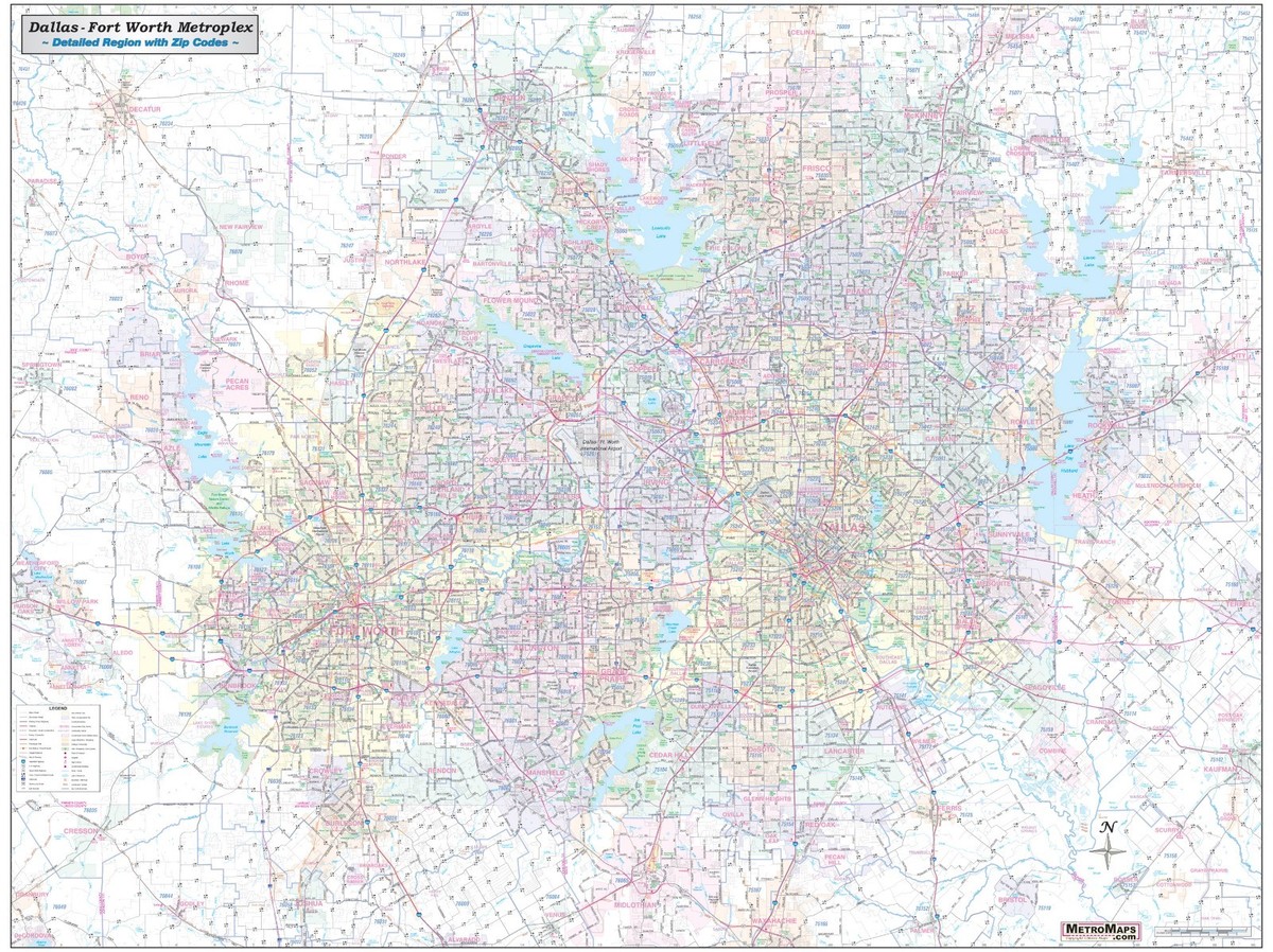 Dallas-Ft. Worth Metroplex Detailed Region Wall Map (44