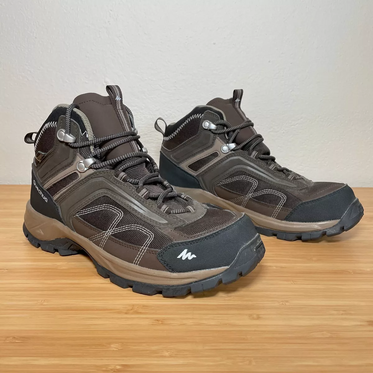 Decathlon Quechua Forclaz Trek 100 Womens Hiking Boots Size 7.5 Waterproof Brown