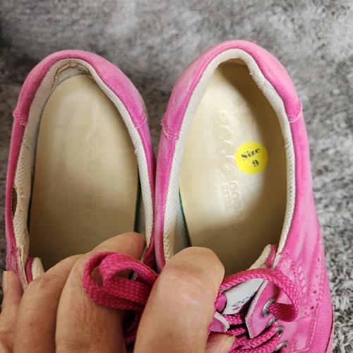 Ecco Womens Shoe Sz 9 Bubble Gum Pink Suede Sneaker Fun Barbie See Flaw - Picture 11 of 12