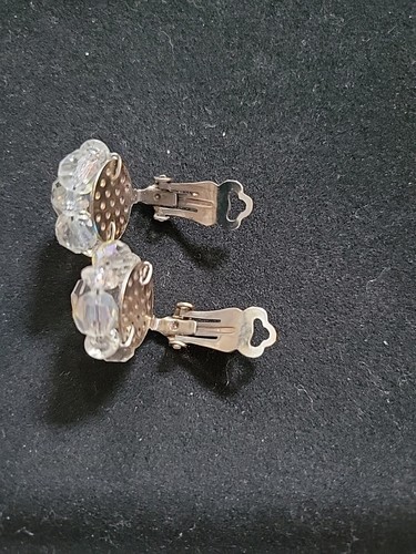 Pendientes con clip de racimo de vidrio vintage para aurora boreal plateados - Imagen 4 de 4