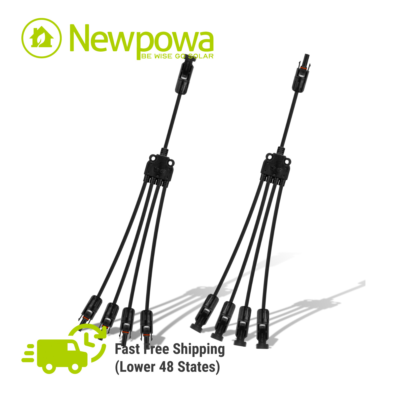 Newpowa Solar Panel 4 to 1 Branch Parallel 1ft Cable Connect
